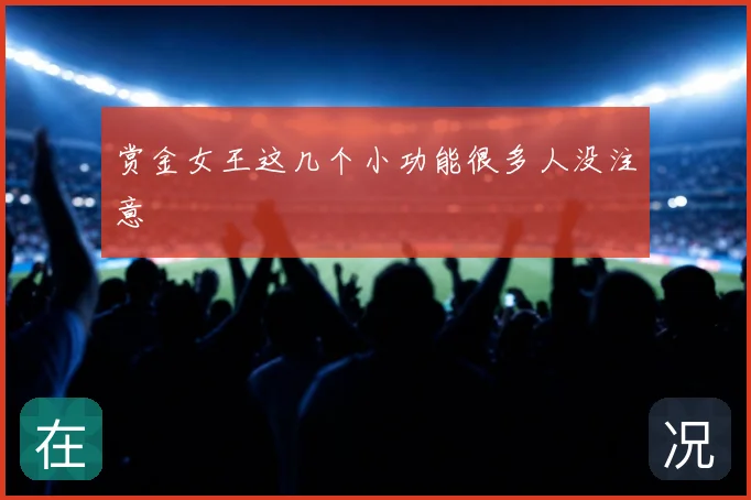 赏金女王这几个小功能很多人没注意